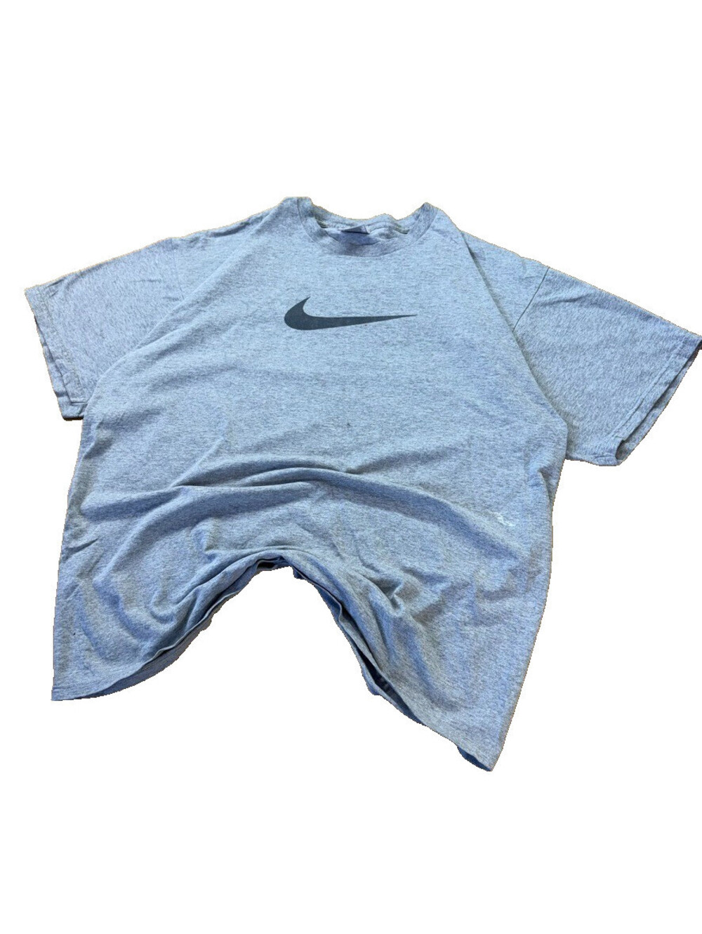 Y2K Nike Big Center Swoosh T Shirt Mens XL Heather Gray Tee